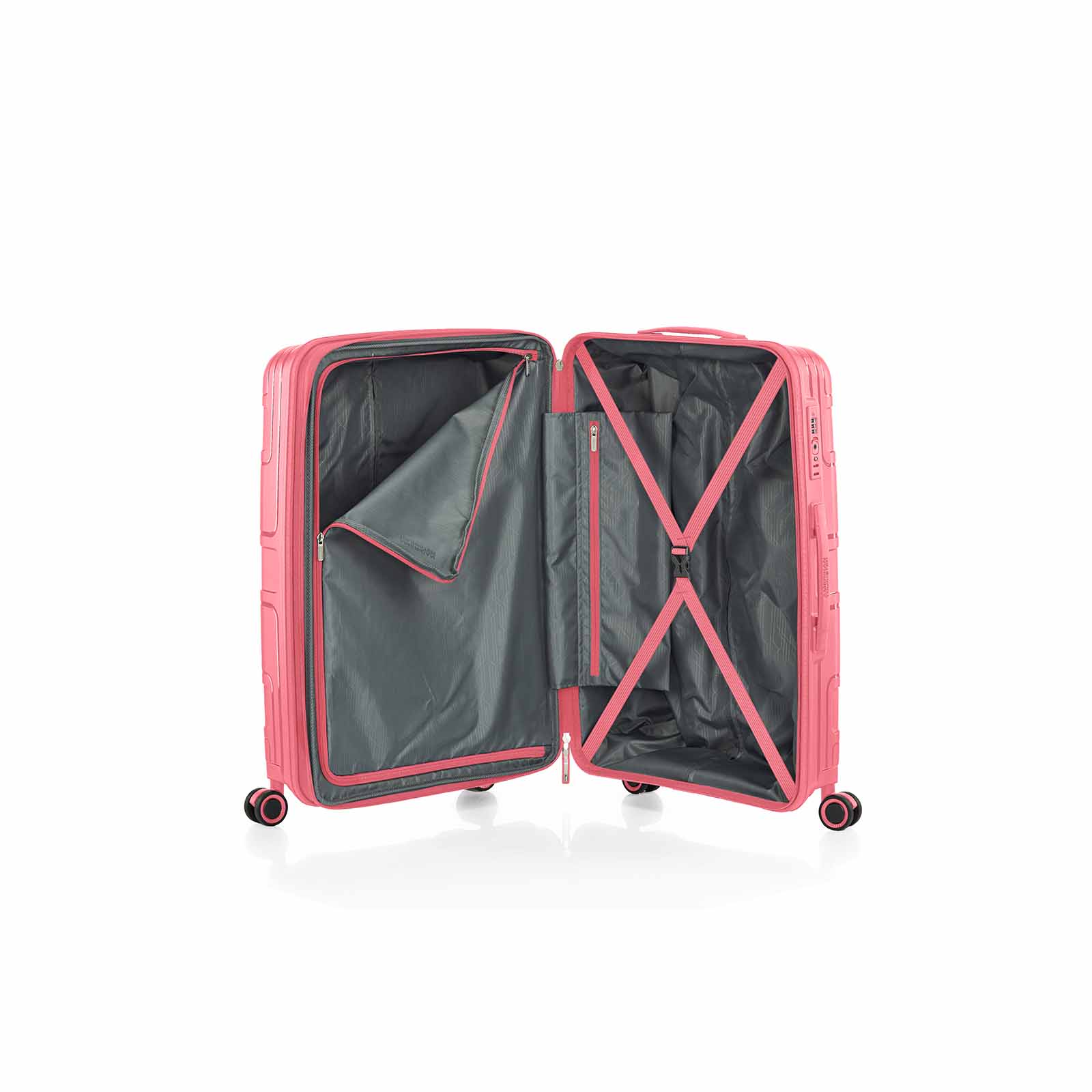 American-Tourister-Light-Max-69cm-Suitcase-Pink-Blush-Open