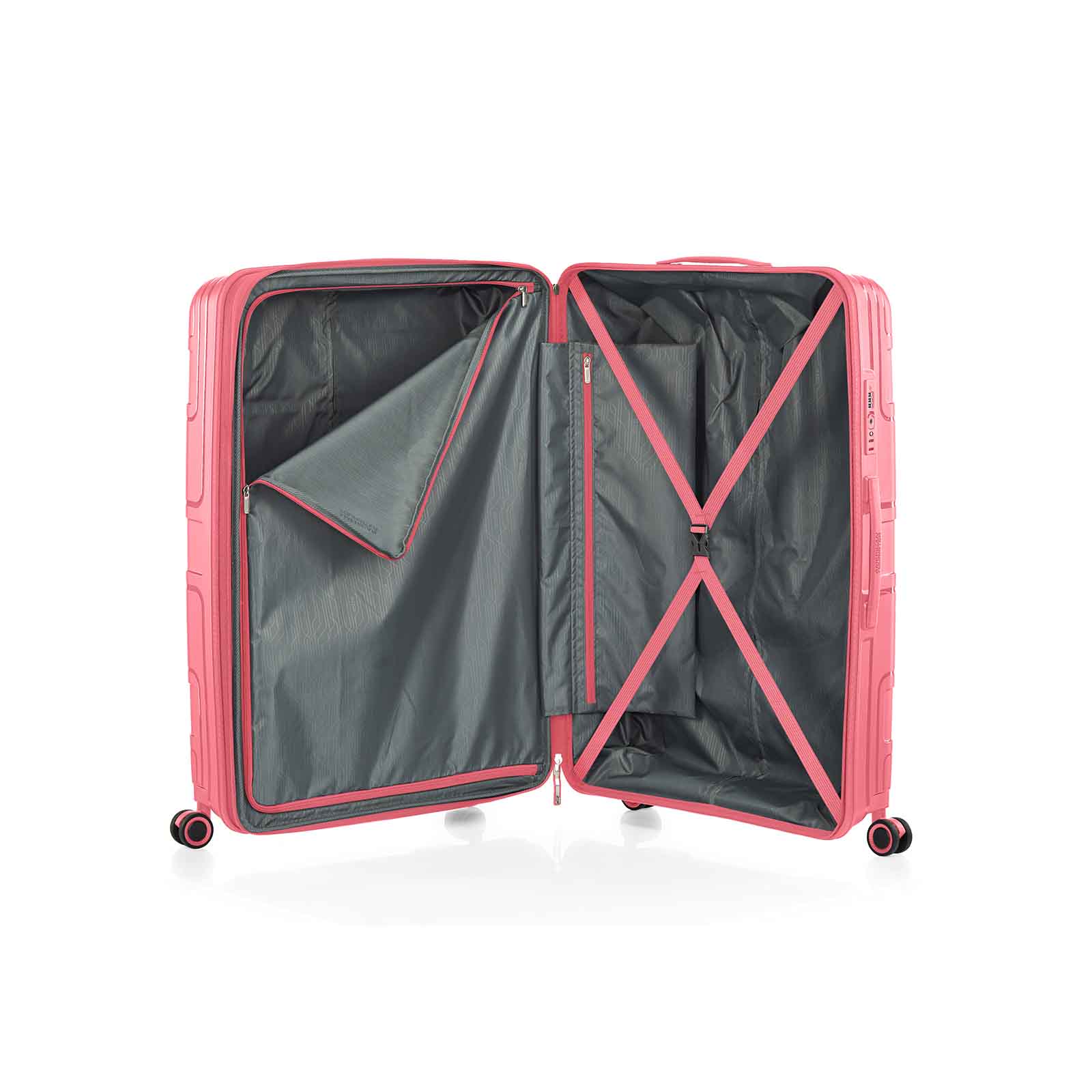 American-Tourister-Light-Max-82cm-Suitcase-Pink-Blush-Open