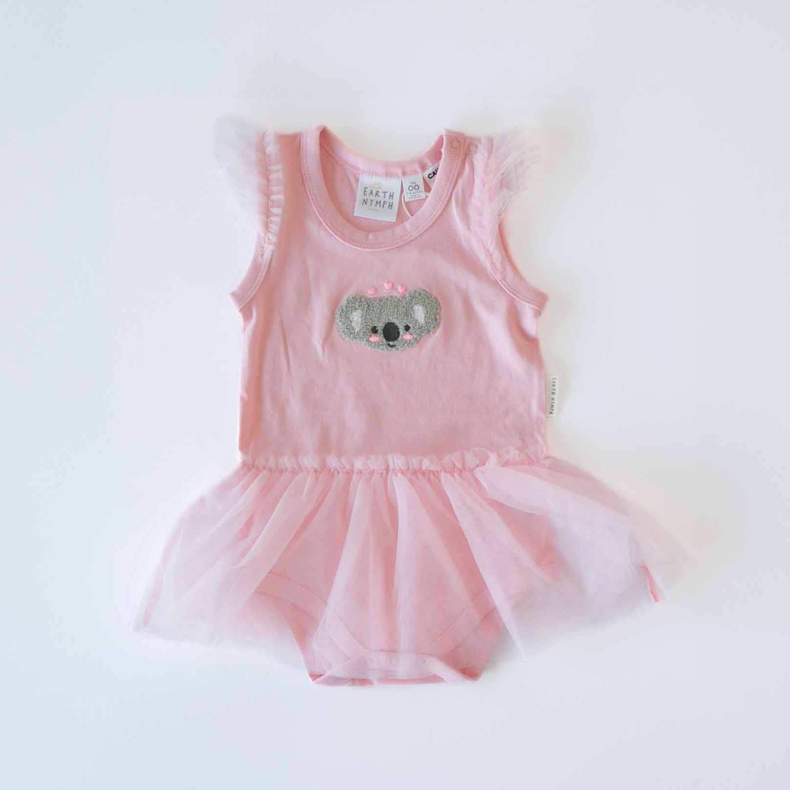 Baby-Girls-Tutu-Romper-Chenille-Koala-Pink