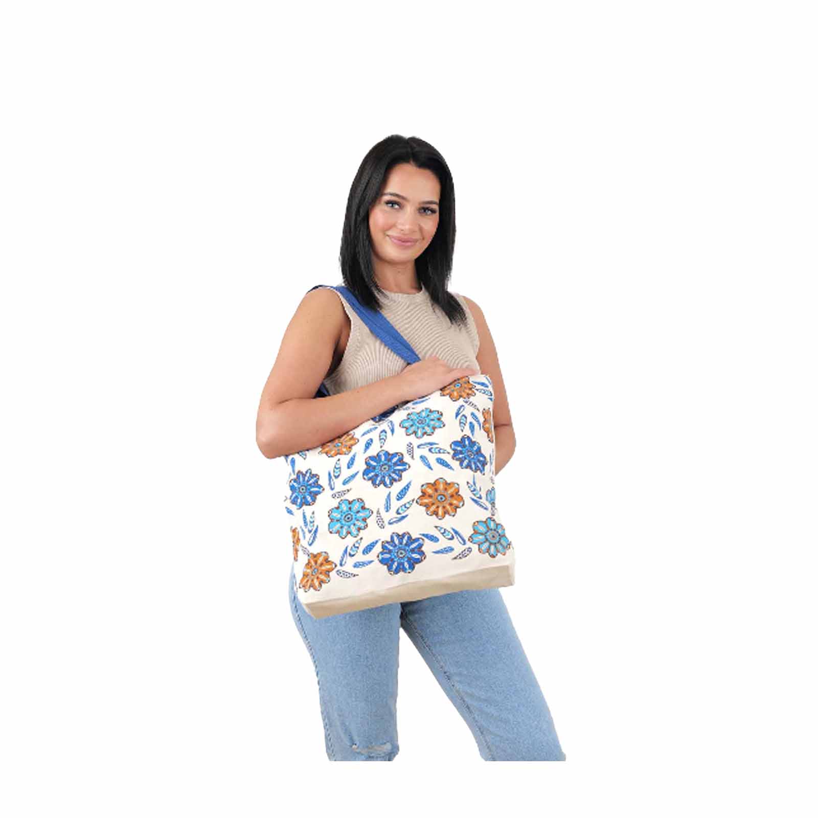 Cotton-Canvas-Shopping-Bag-Flowers-39x50cm