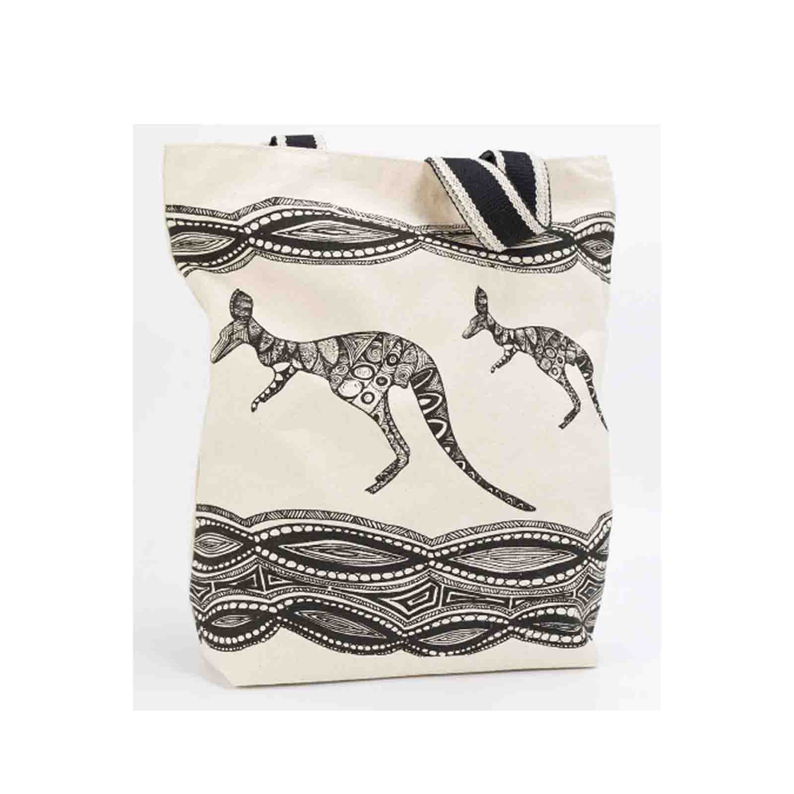 Cotton-Canvas-Shopping-Bag-River-Kangaroos-43x40cm-Front