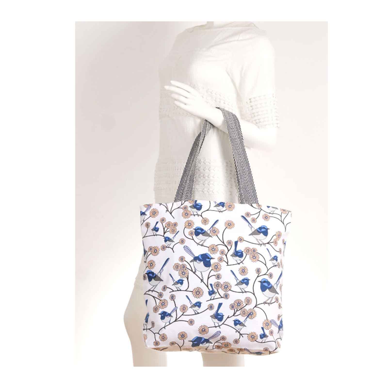 Cotton-Canvas-Tote-Bag-Blue-Wren-Bliss-43x38cm