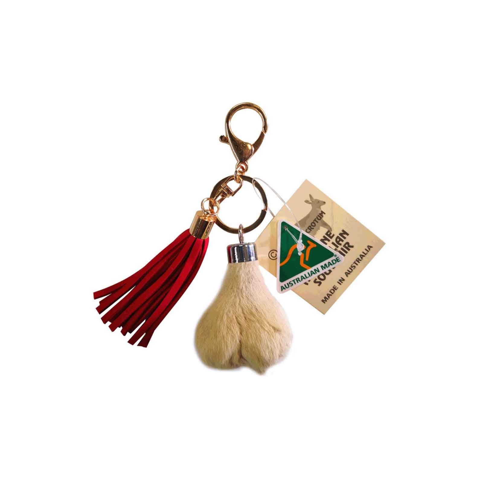 Kangaroo-Scrotum-Keyring-Coloured-RED