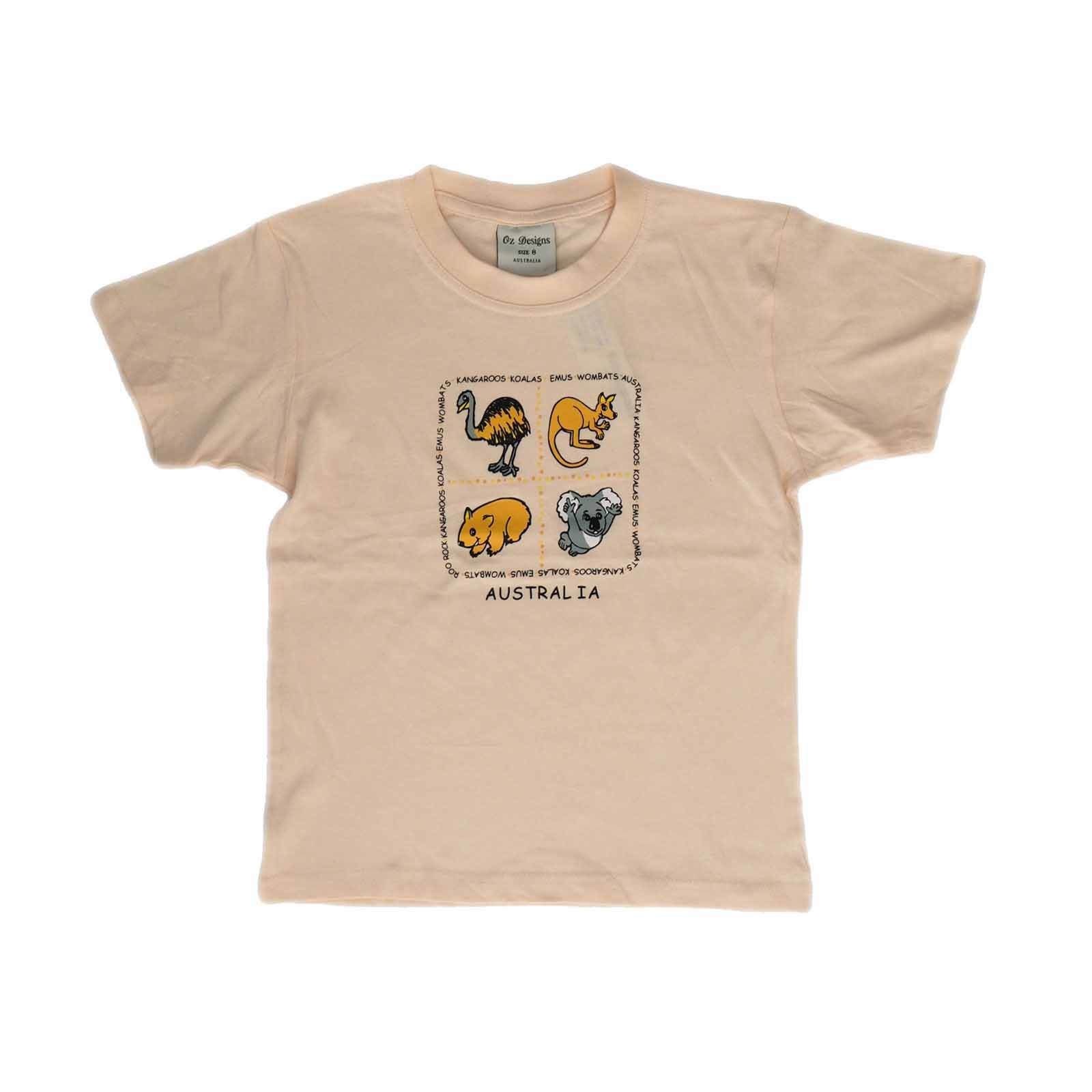 Kids T-Shirt 4 Animals on Cream 2