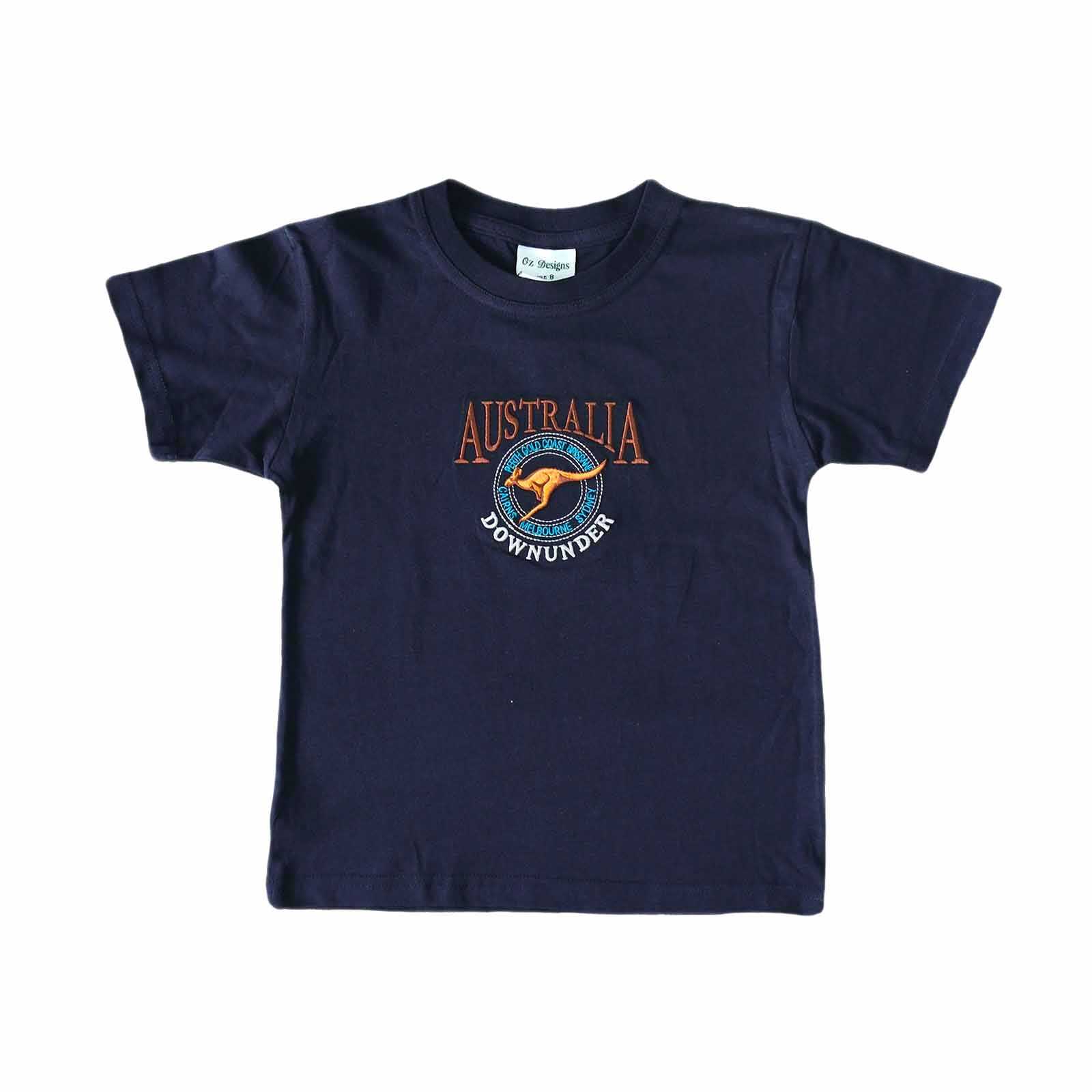 Kids T-Shirts Kangaroo in Circle Navy 4