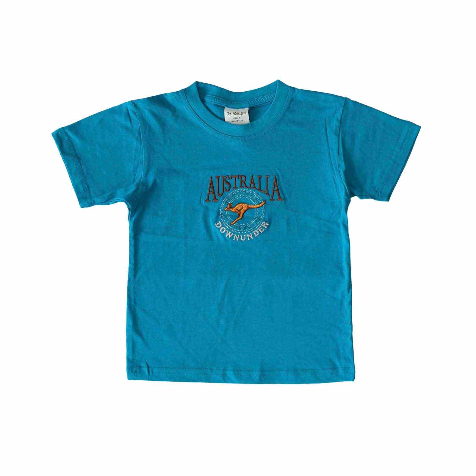 Kids T-Shirts Kangaroo in Circle Teal 8