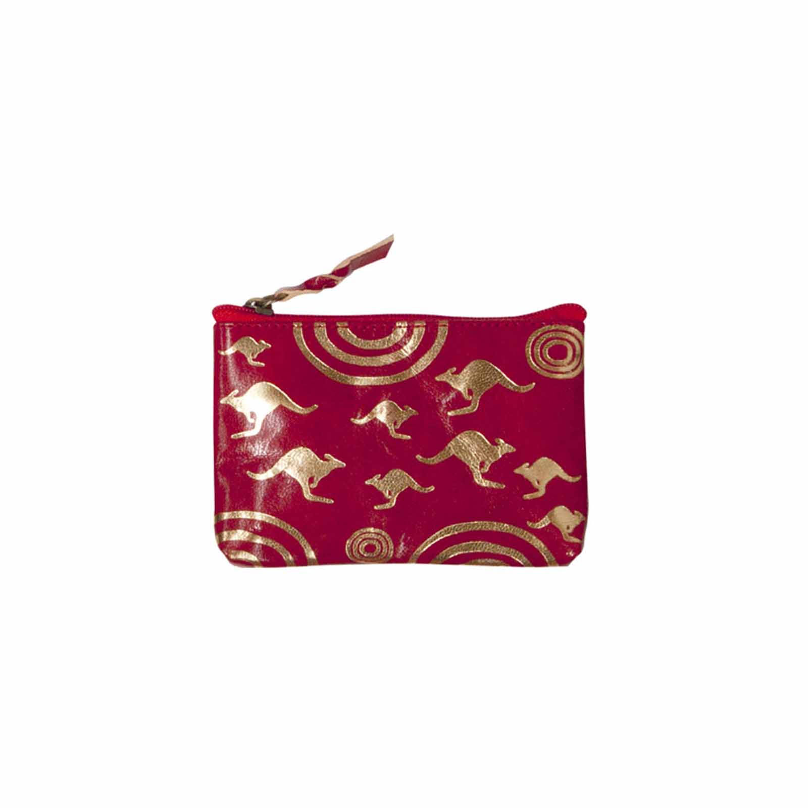 Leather-Purse-Flying-Kangaroos-Red