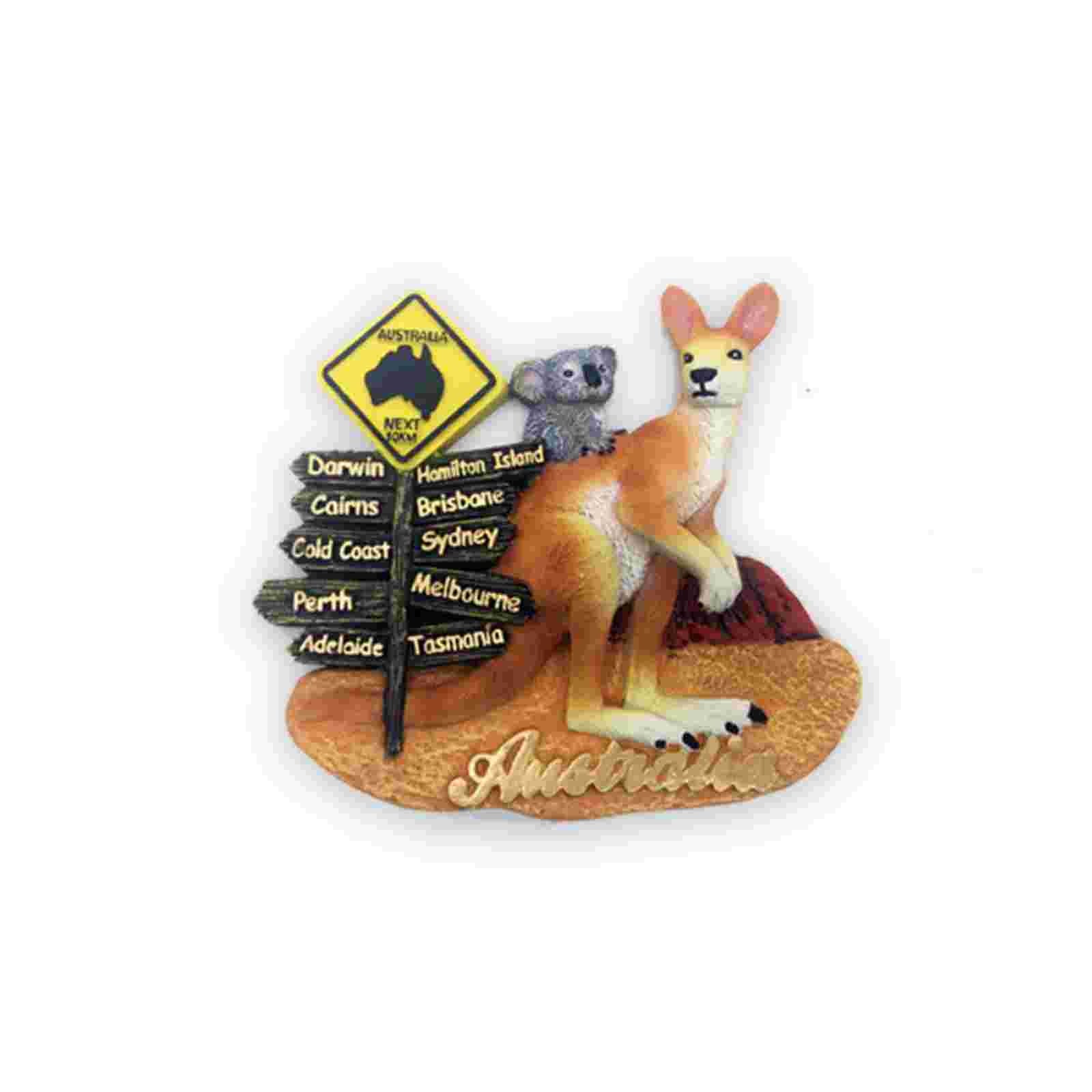 Magnet-Resin-Kangaroo-Road-Sign-Post