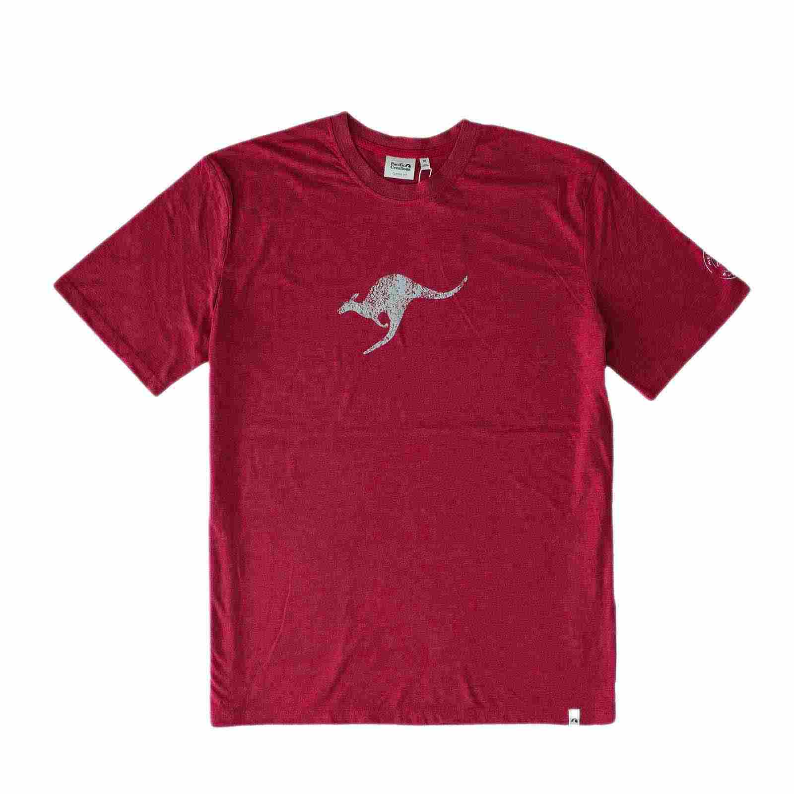 Mens-T-Shirt-Distressed-Kangaroo-Red