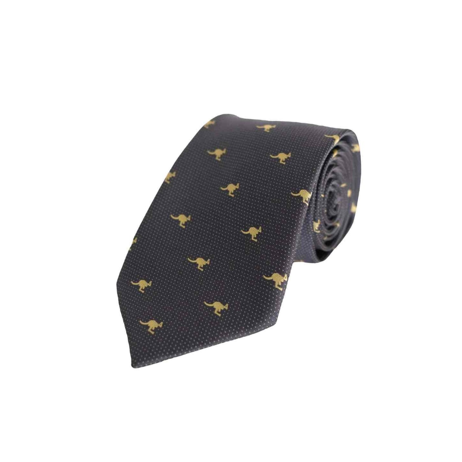 Neck-Tie-Kangaroo-Pin-Dot-Tie-Grey