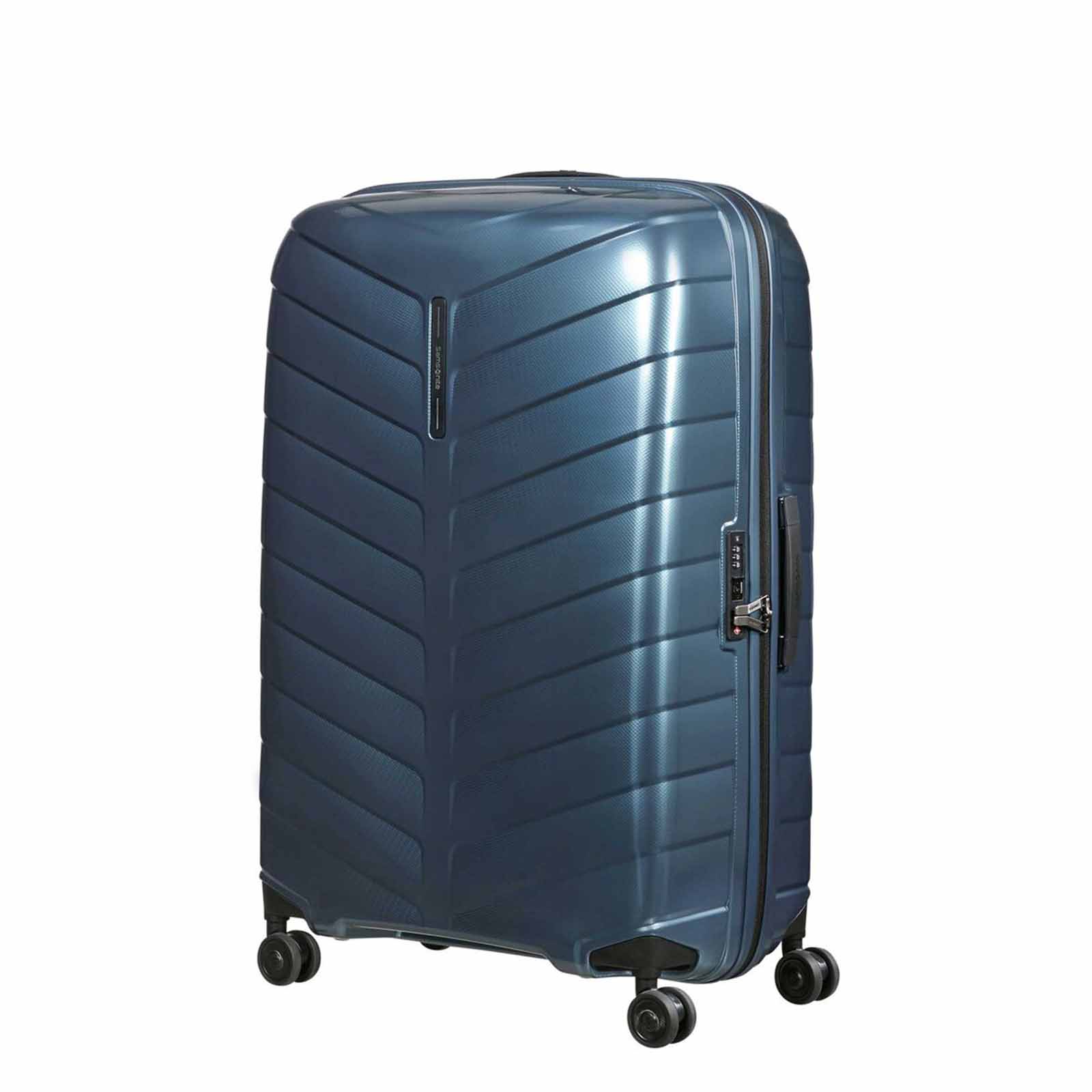 Samsonite-Attrix-81cm-Suitcase-Steel-Blue-Front-Angle