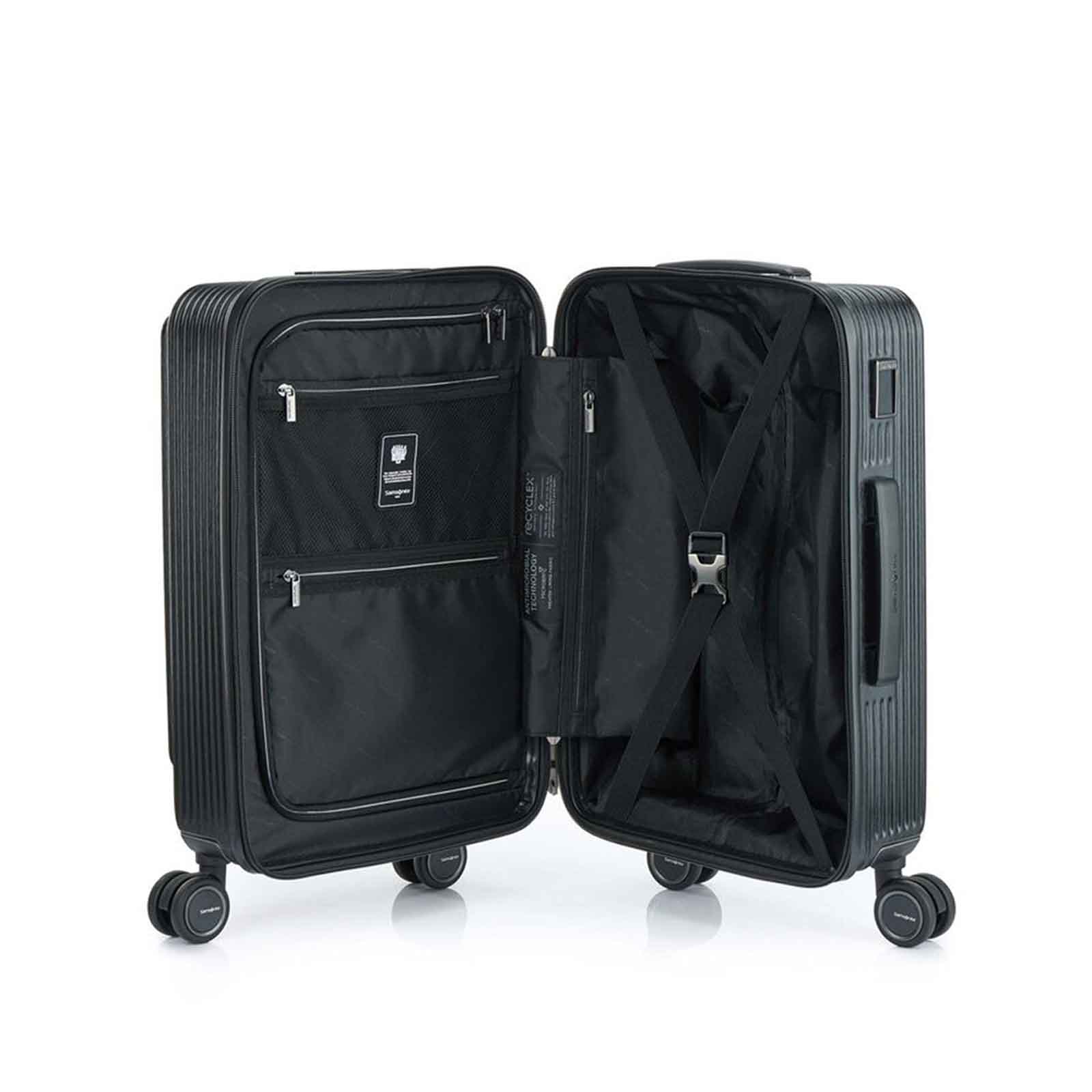 Samsonite-Beamix-55cm-Front-Pocket-Suitcase-Black-Open