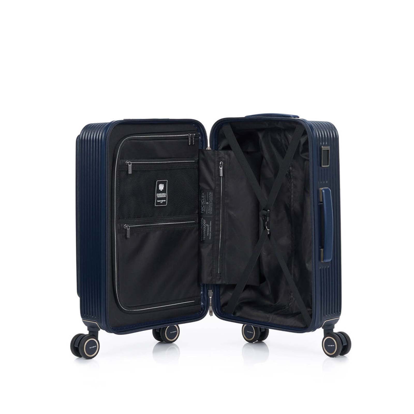 Samsonite-Beamix-55cm-Front-Pocket-Suitcase-Navy-Open