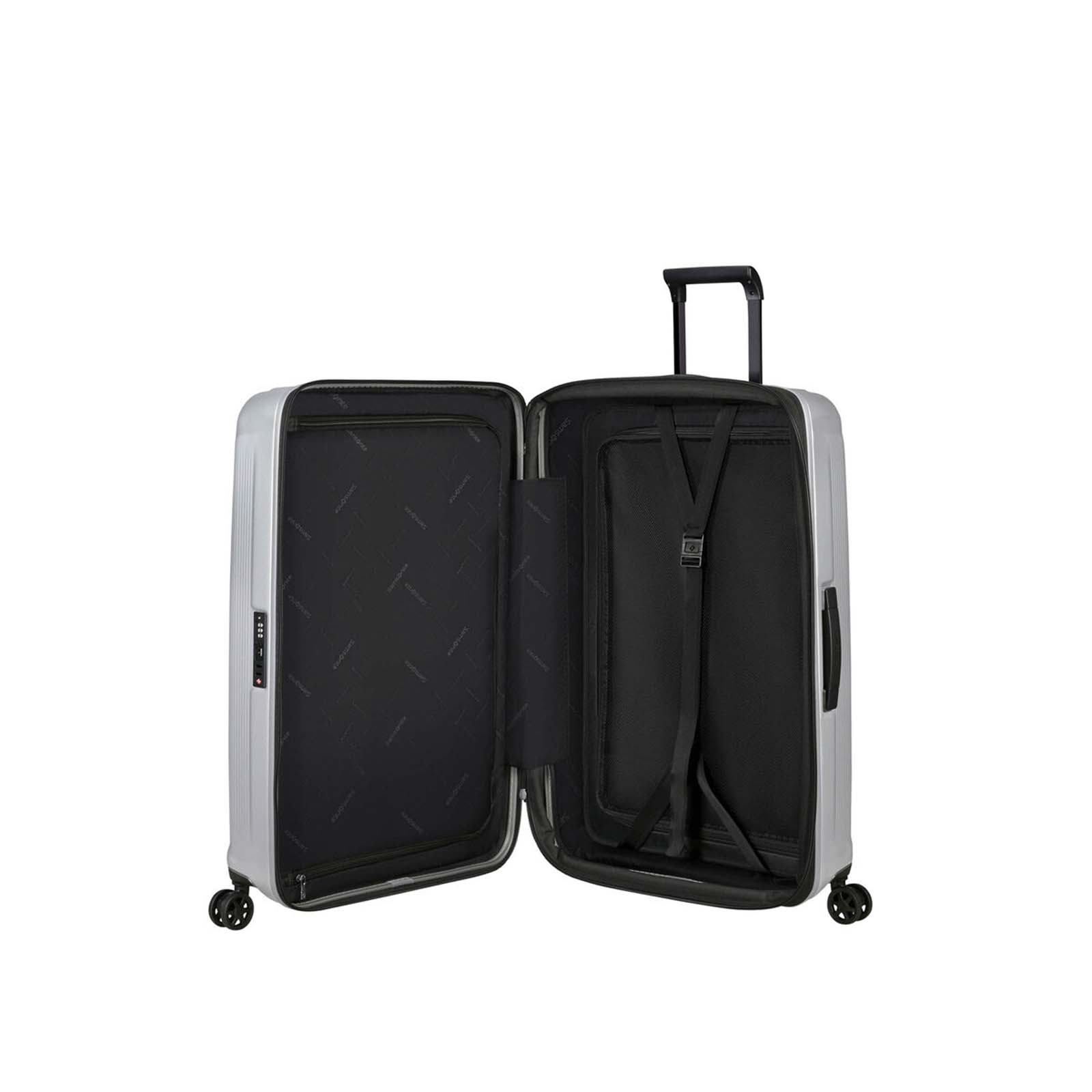 Samsonite-Nuon-75cm-Suitcase-Matt-Silver-Open