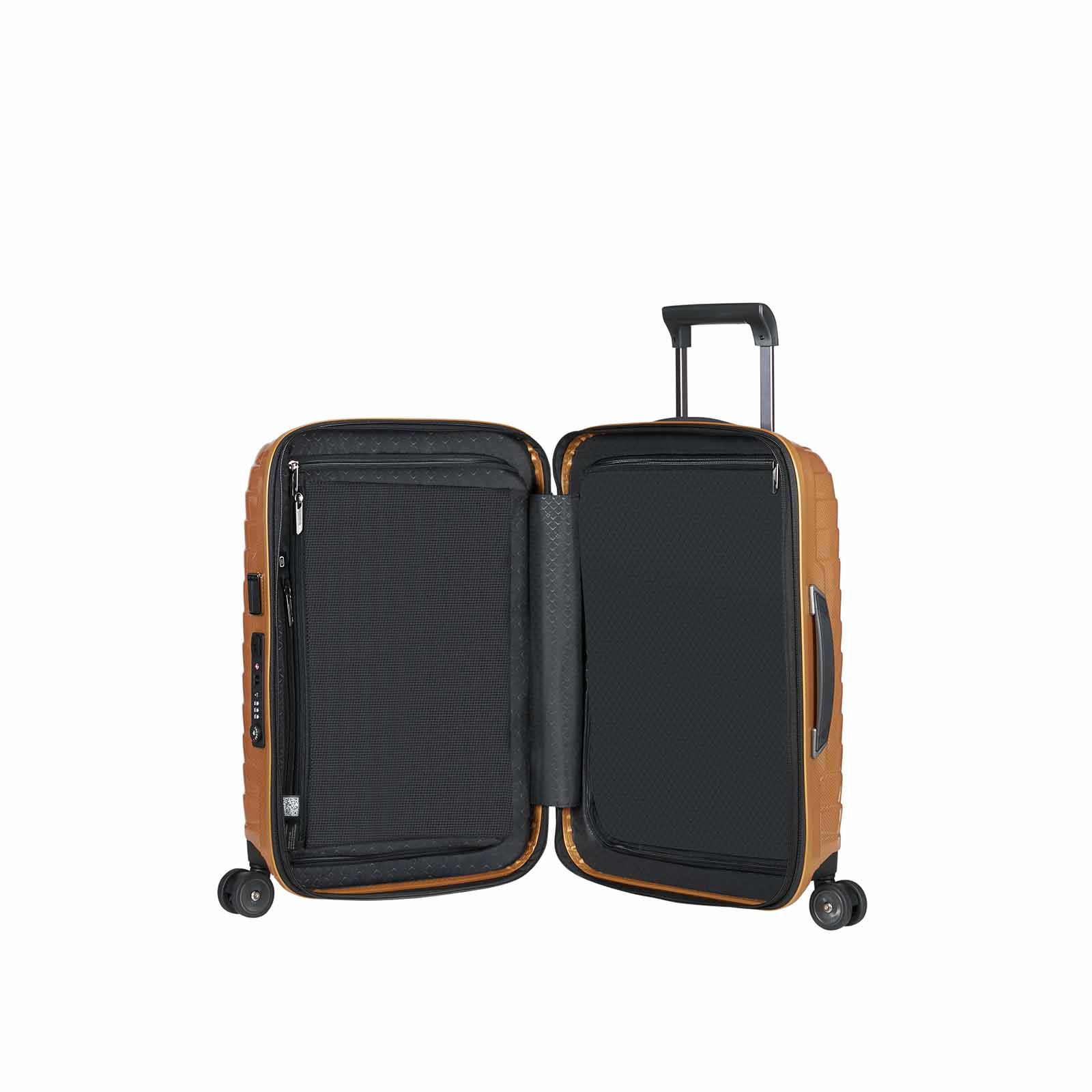 Samsonite-Proxis-55cm-Suitcase-Honey-Gold-Open