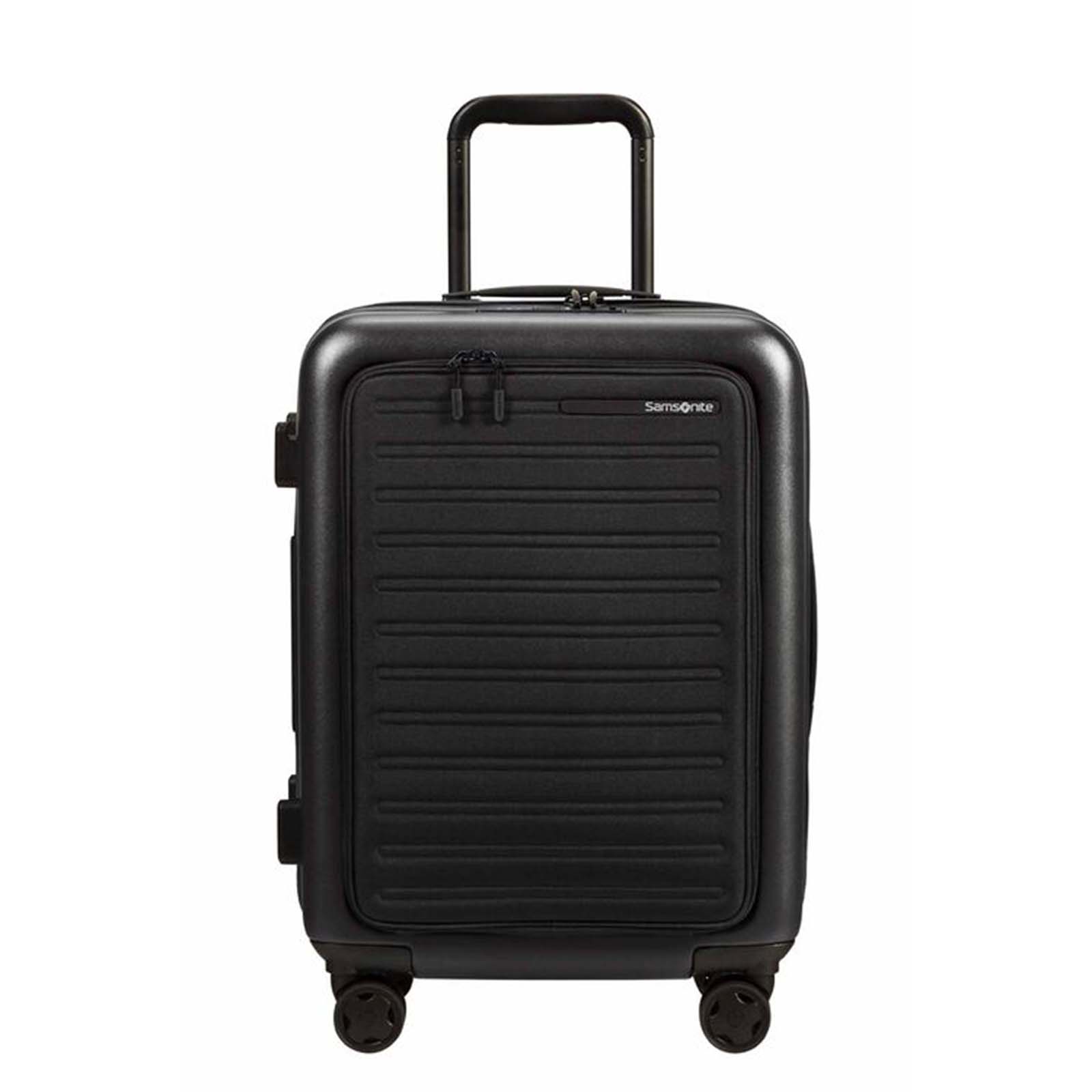 Samsonite-Stackd-55cm-Easy-Access-Suitcase-Black-Front