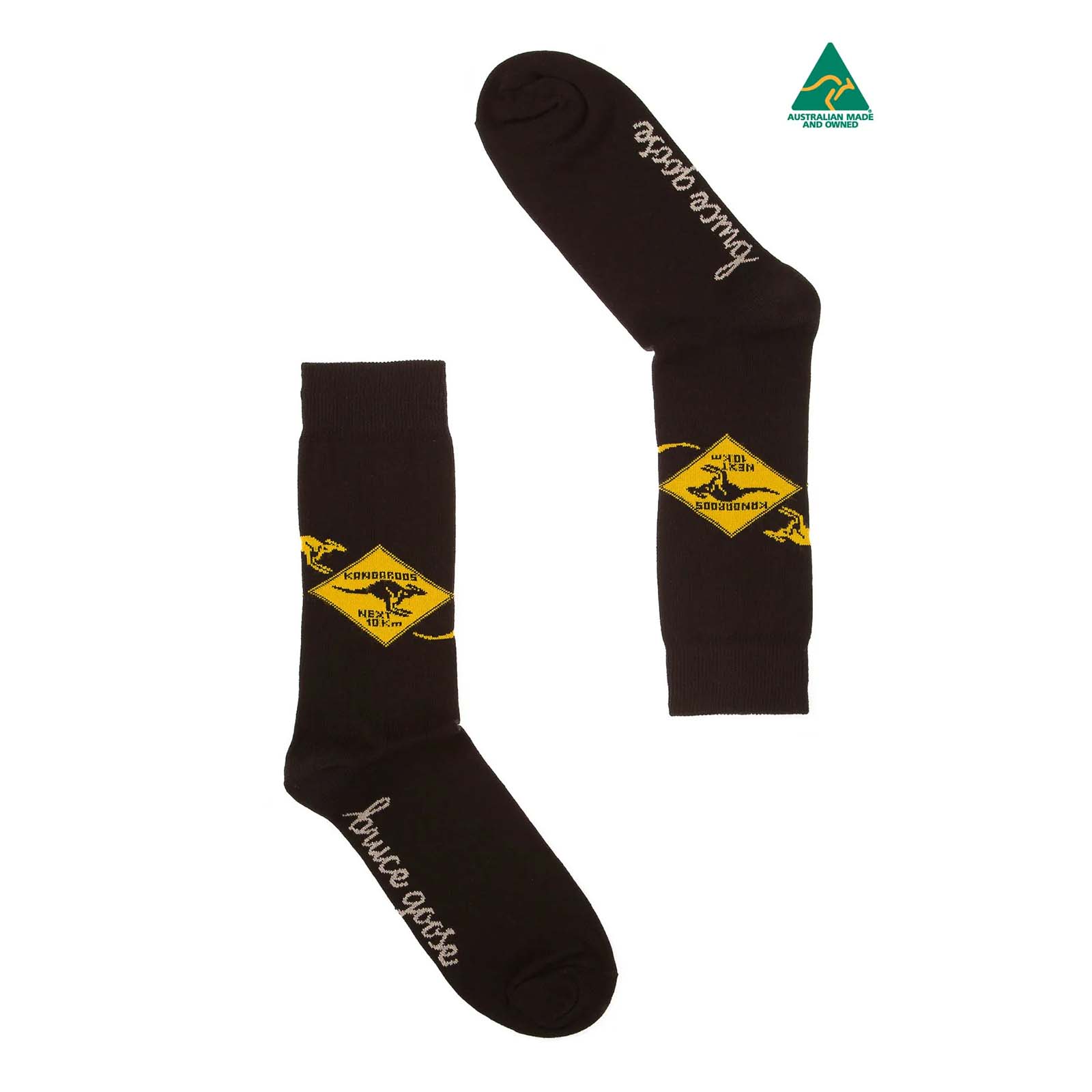 Socks-Kangaroo-Sign-Black-6-11-Pair