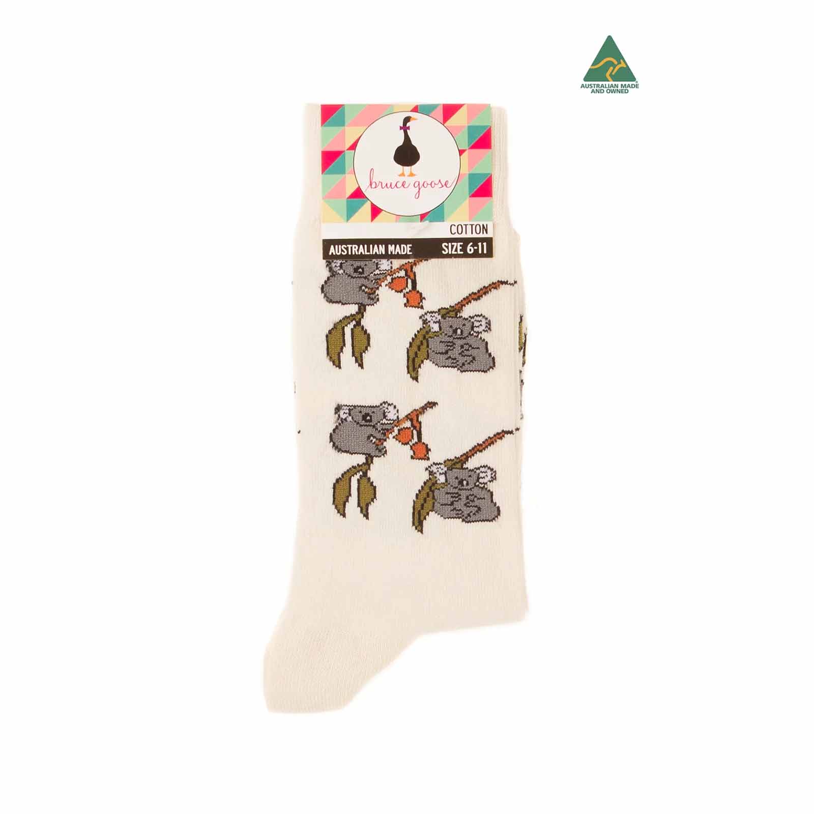 Socks-Mens-Koala-Eucalyptus-Cream-6-11-Front