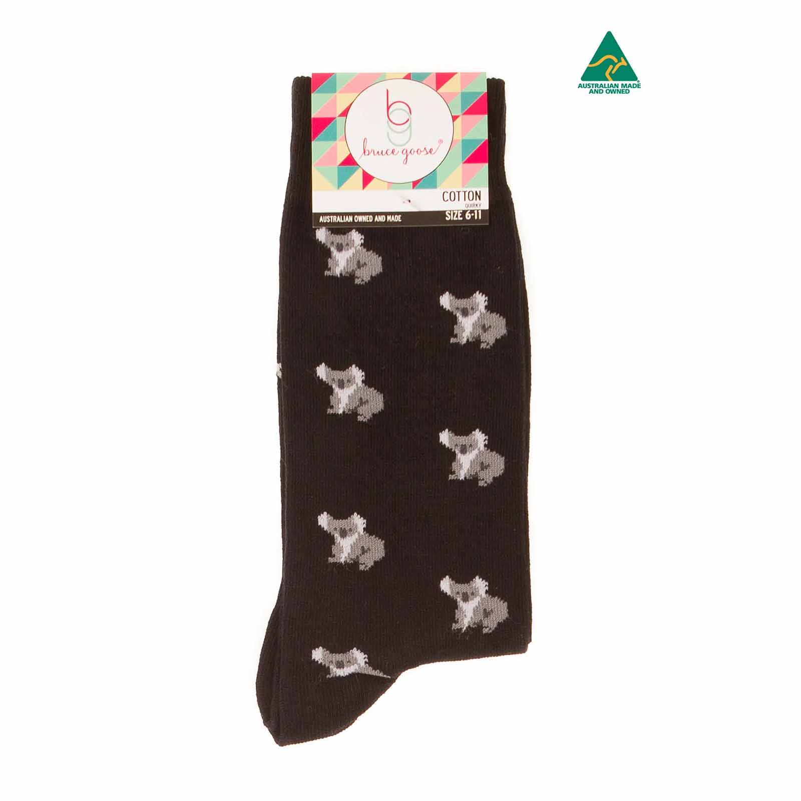 Socks-Small-Koalas-Black-6-11-Front