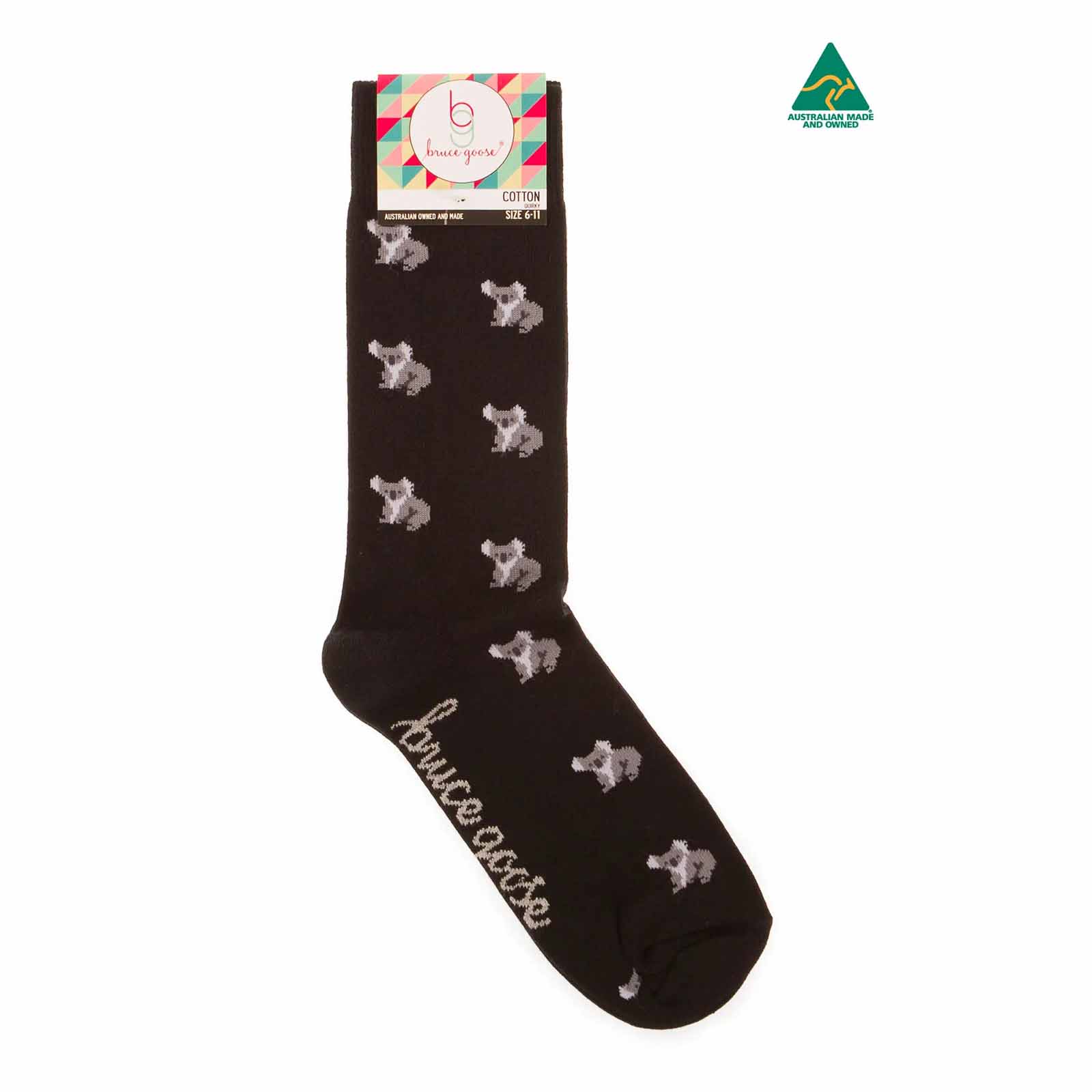 Socks-Small-Koalas-Black-6-11-Single