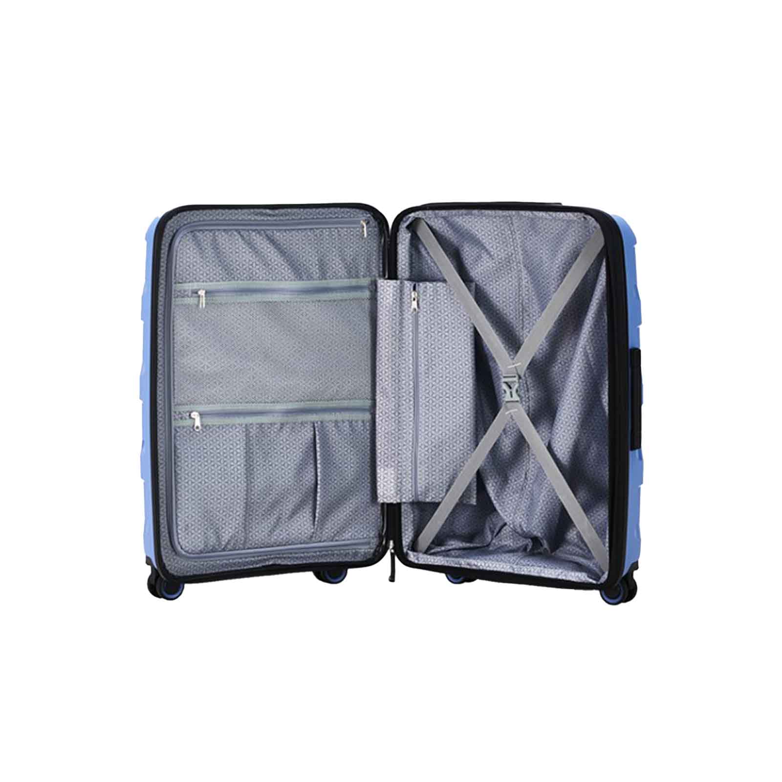 Tosca-Comet-4-Wheel-55cm-Carry-On-Suitcase-Blue-Infinity-Open