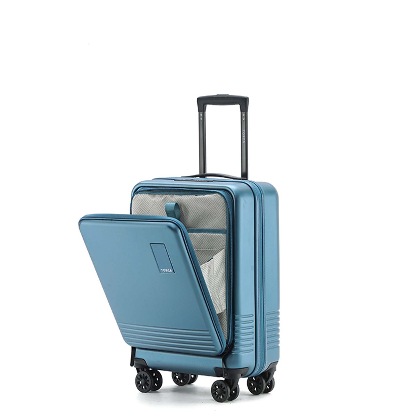 Tosca-Horizon-20-Inch-Carry-On-Suitcase-Blue-Side-View