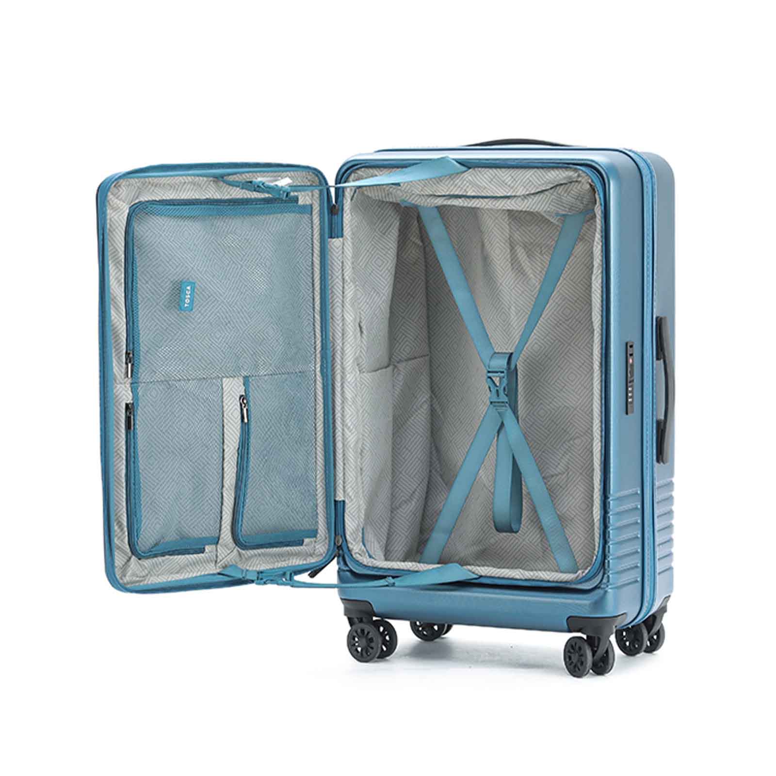 Tosca-Horizon-31-Inch-Large-Suitcase-Blue-Open