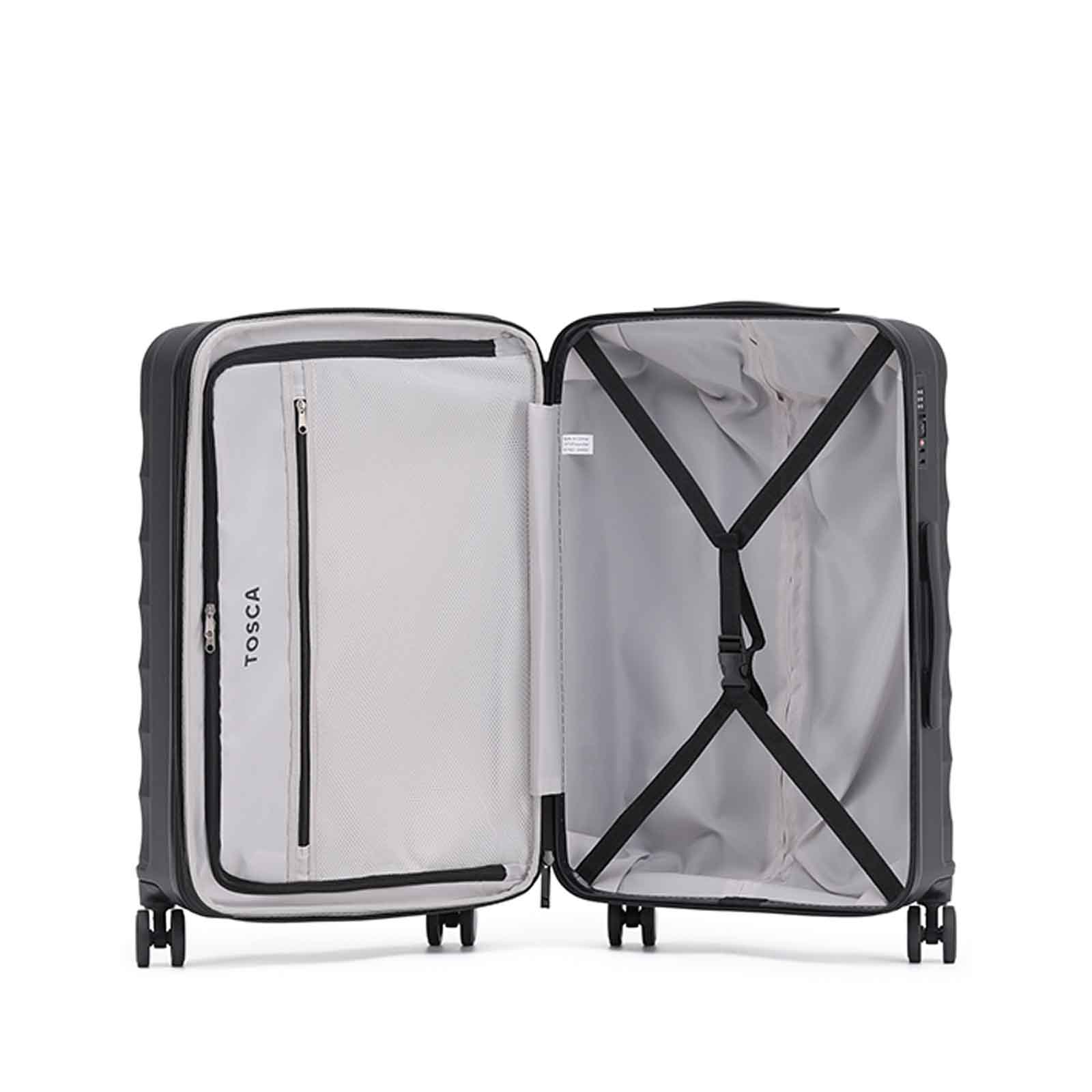 Tosca-Interstellar-4w-53cm-Carry-On-Suitcase-Black-Open