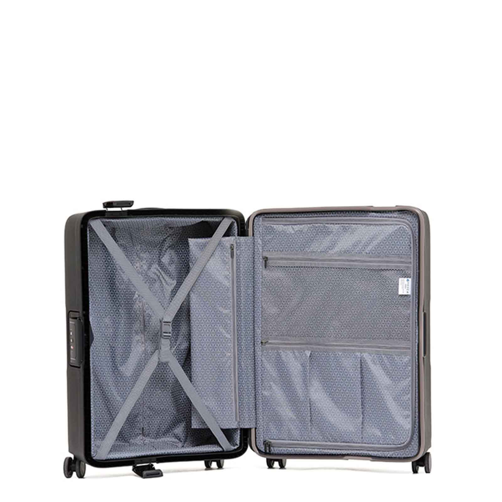 Tosca-Knox-4-Wheel-55cm-Carry-On-Suitcase-Black-Open