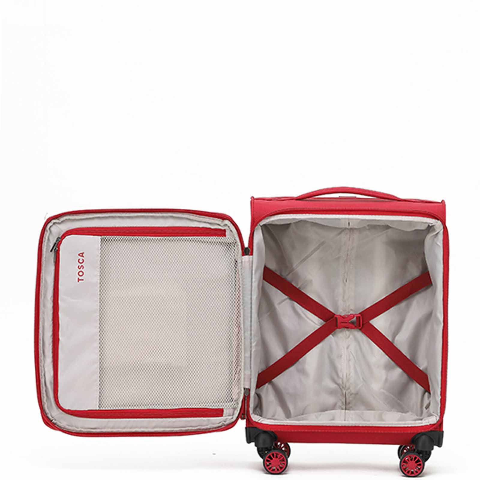 Tosca-So-Lite-4w-54cm-Carry-On-Suitcase-Red-Open