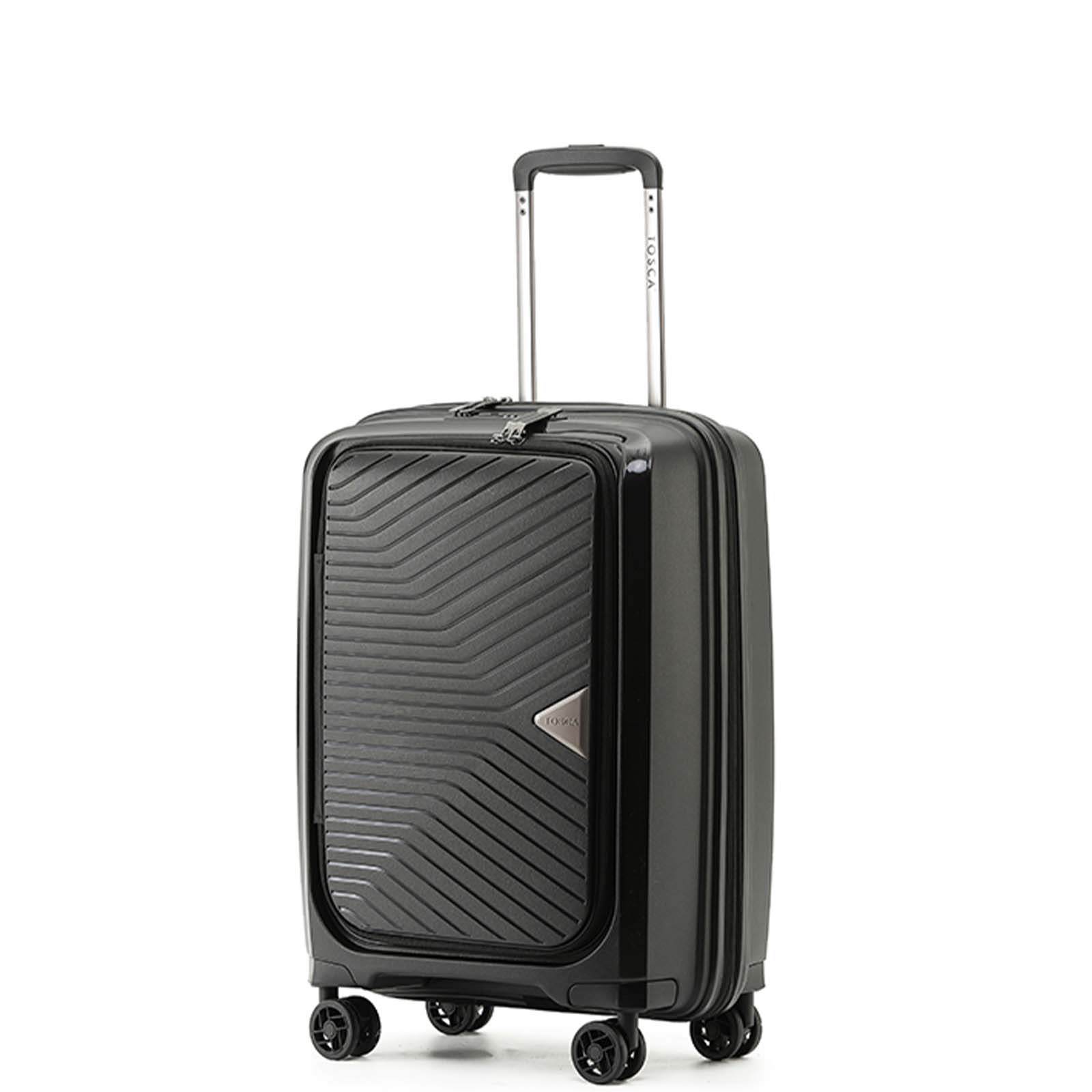 Tosca-Space-X-20-Inch-Carry-On-Suitcase-Black-Front-Side