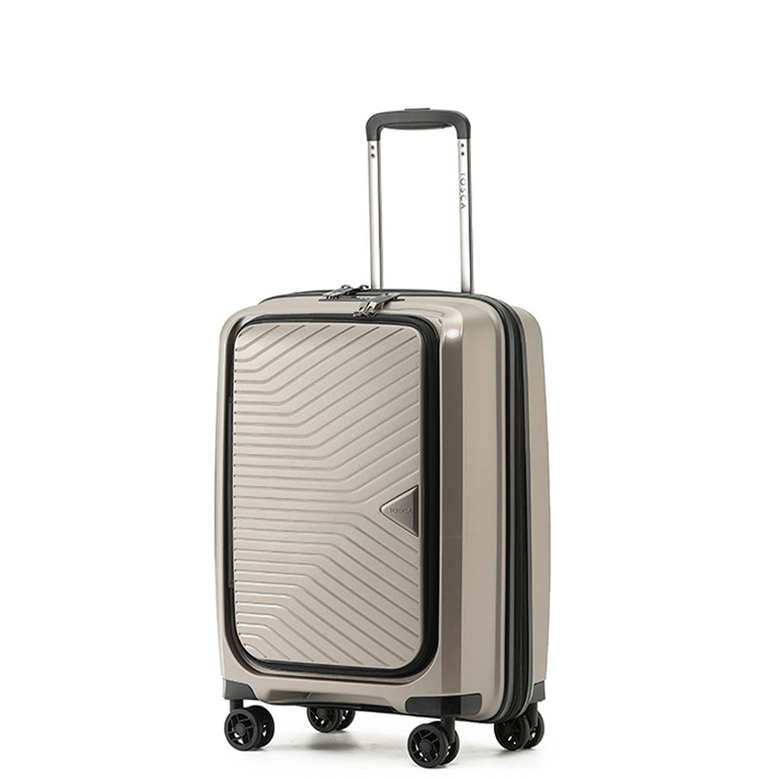 Tosca-Space-X-20-Inch-Carry-On-Suitcase-Champagne-Front-Side