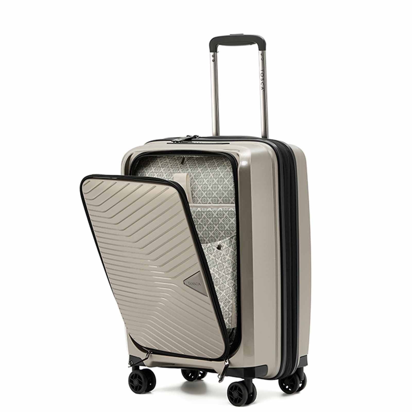 Tosca-Space-X-20-Inch-Laptop-Suitcase-Champagne-Front-Angle