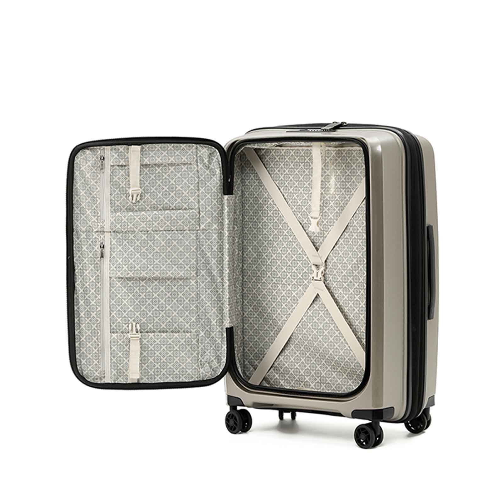 Tosca-Space-X-25-Inch-Medium-Suitcase-Champagne-Open-Front