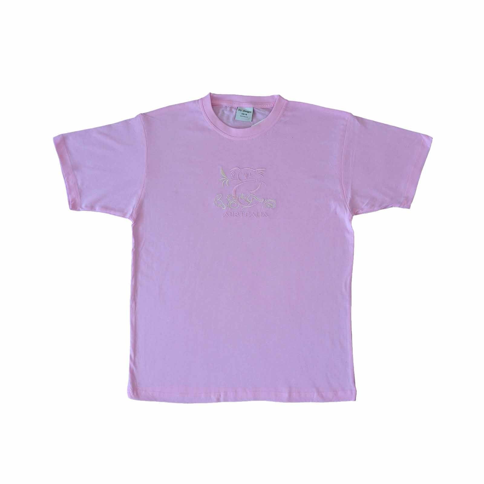 Unisex T-Shirt Large Koala & Animals Pink L