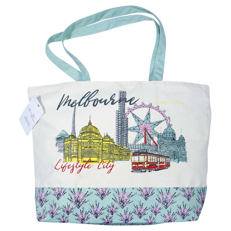 Cotton-Canvas Shopping Bag Melbourne-Lifestyle City 48x33cm