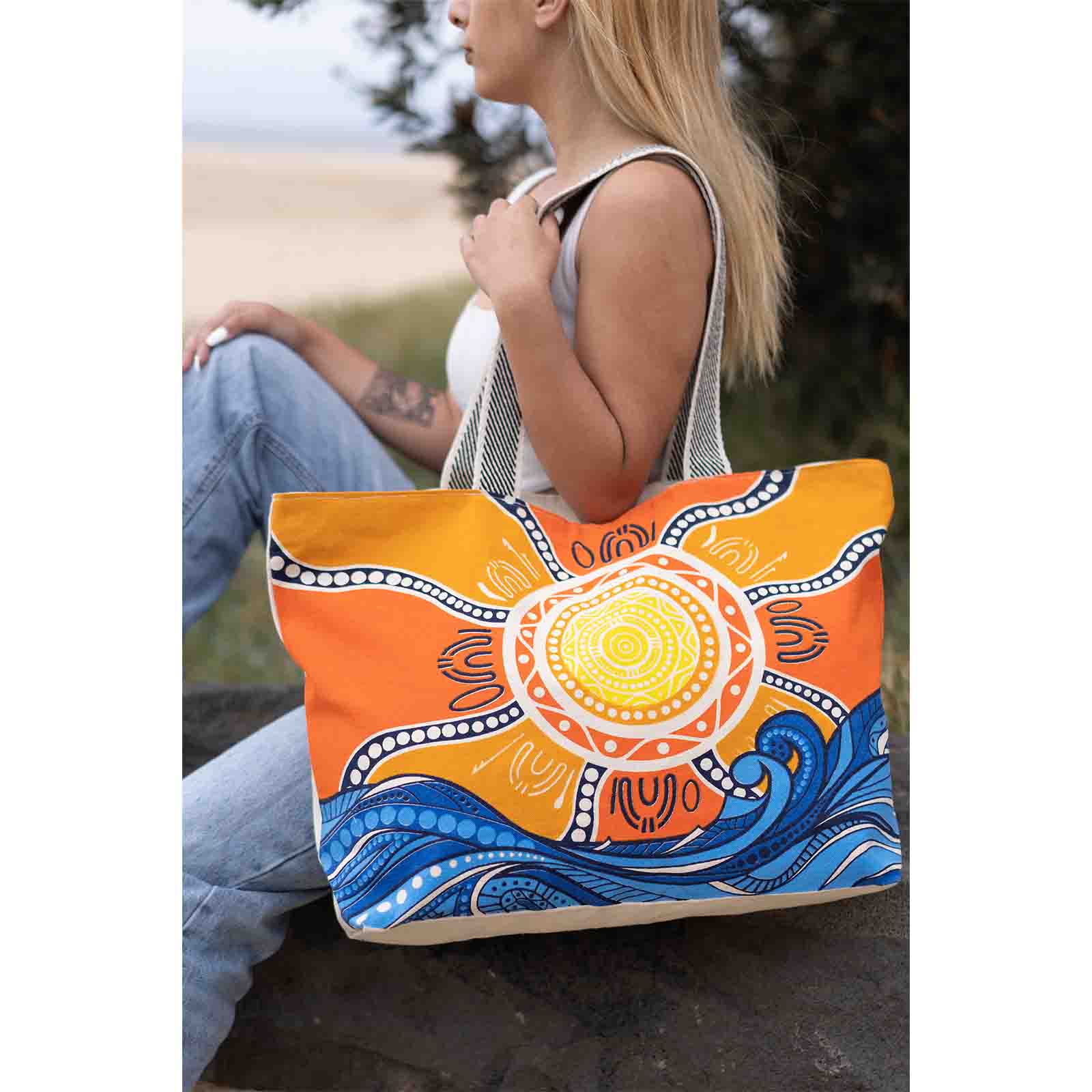 Cotton-Canvas Shopping Bag Source of Life Sunrise 39x57cm